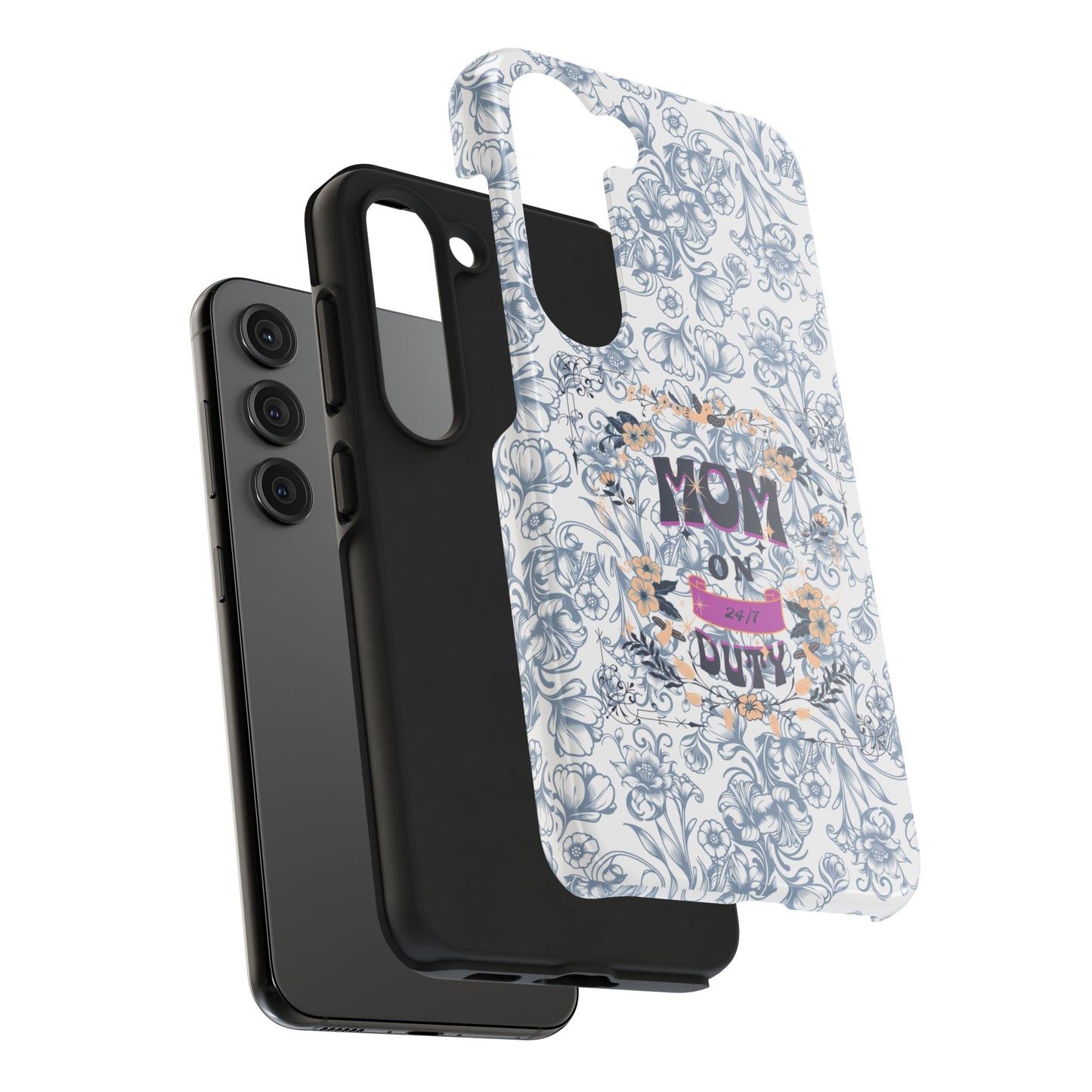 Mom on Duty Floral Tough Phone Case — Protective Mother's Day Gift