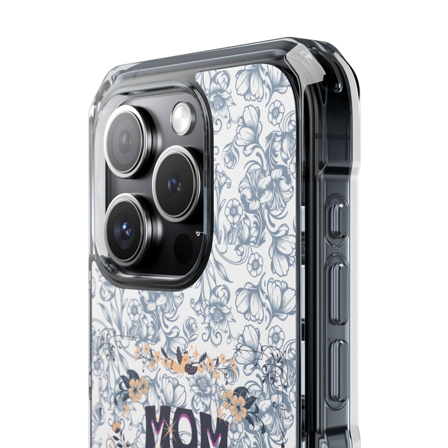 Magnetic IPhone Case — “Mom On Duty” Floral Design