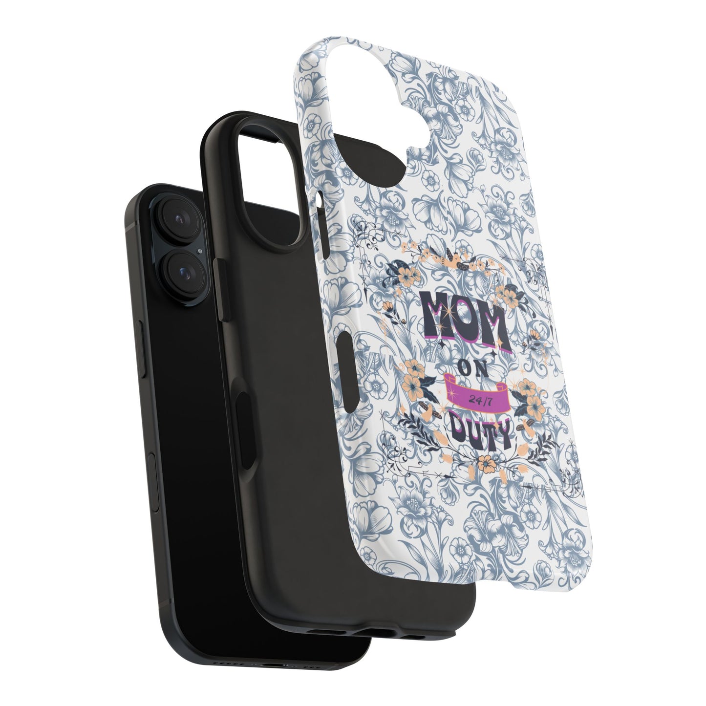 Mom on Duty Floral Tough Phone Case — Protective Mother's Day Gift
