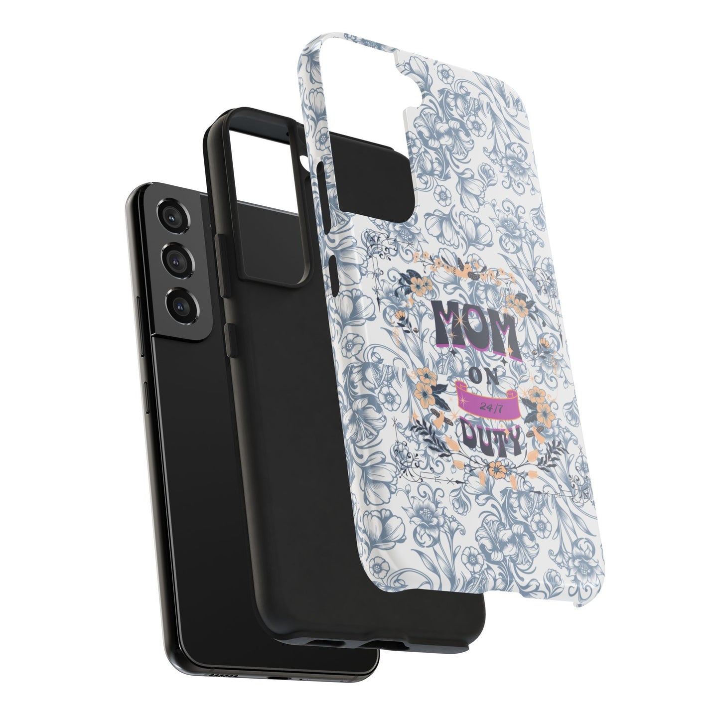 Mom on Duty Floral Tough Phone Case — Protective Mother's Day Gift