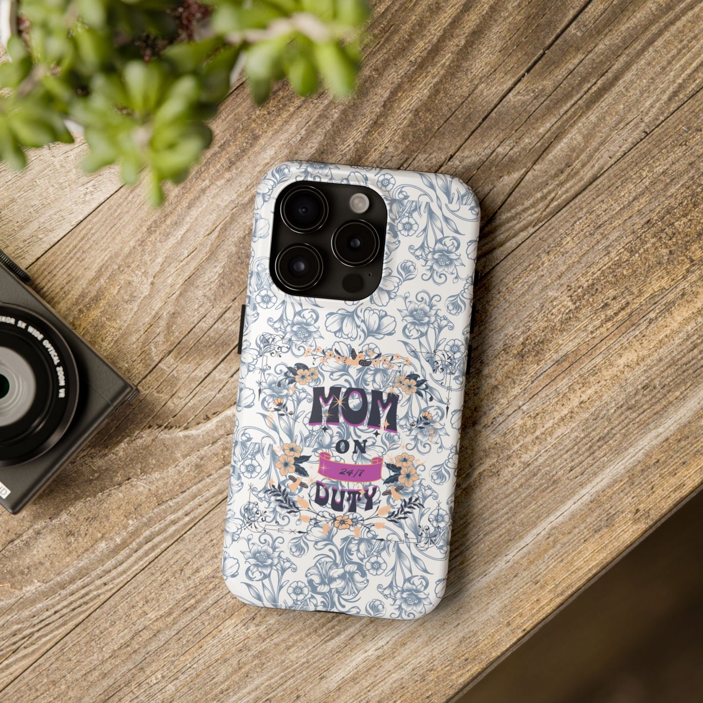 Mom on Duty Floral Tough Phone Case — Protective Mother's Day Gift