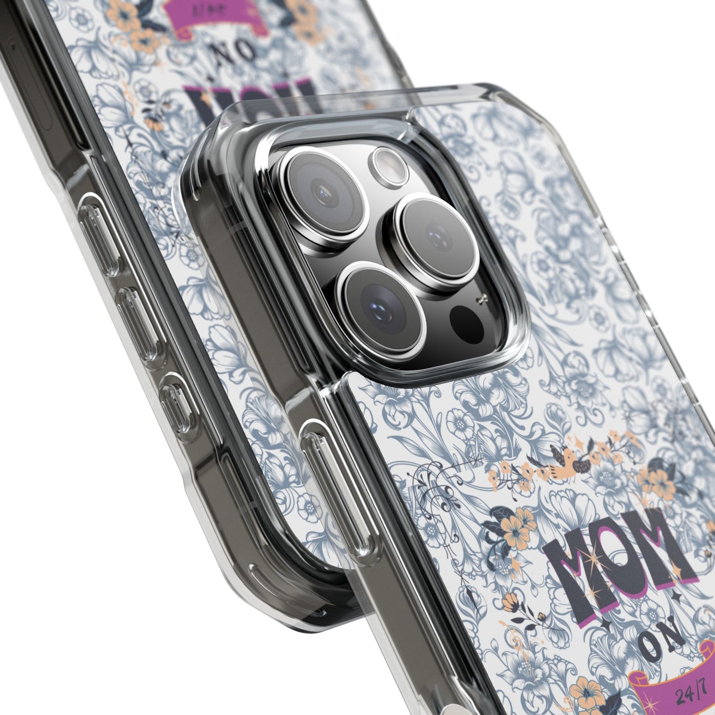 Magnetic IPhone Case — “Mom On Duty” Floral Design