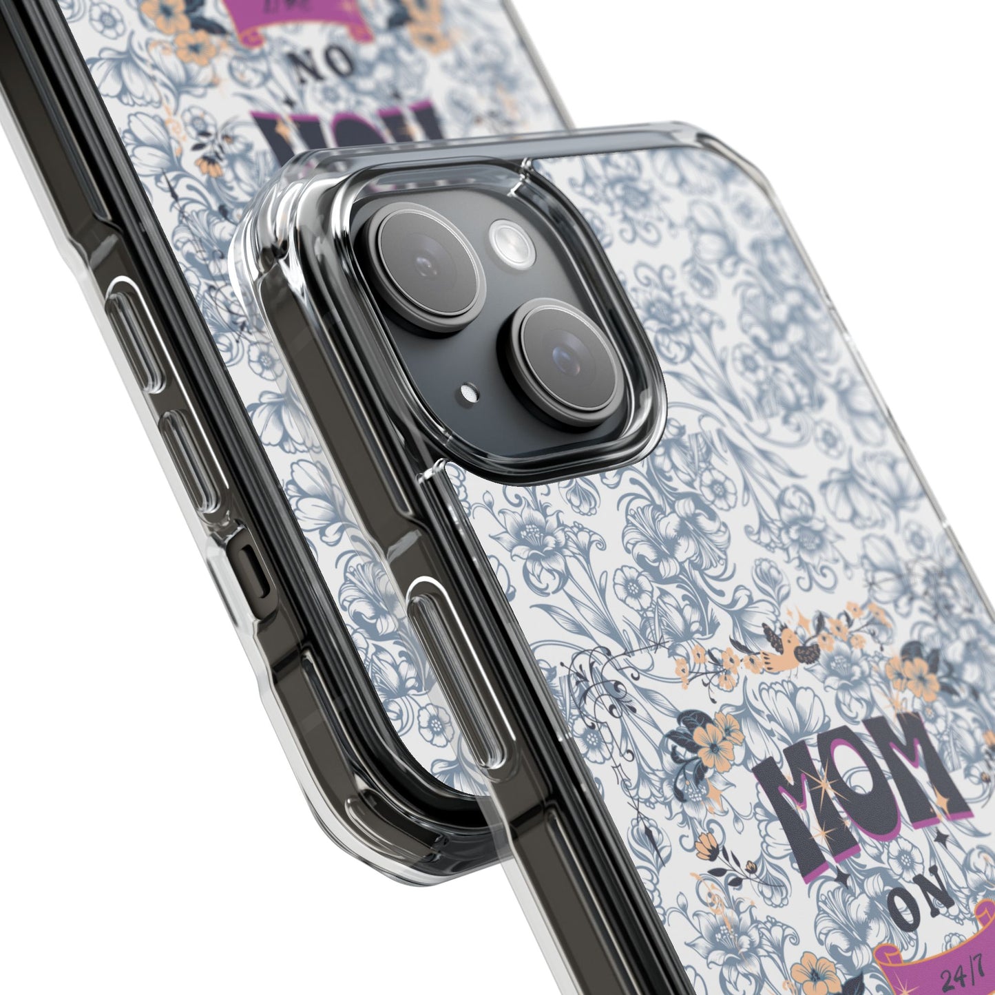 Magnetic IPhone Case — “Mom On Duty” Floral Design
