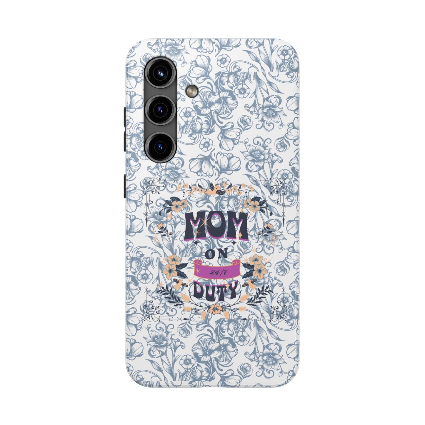 Mom on Duty Floral Tough Phone Case — Protective Mother's Day Gift