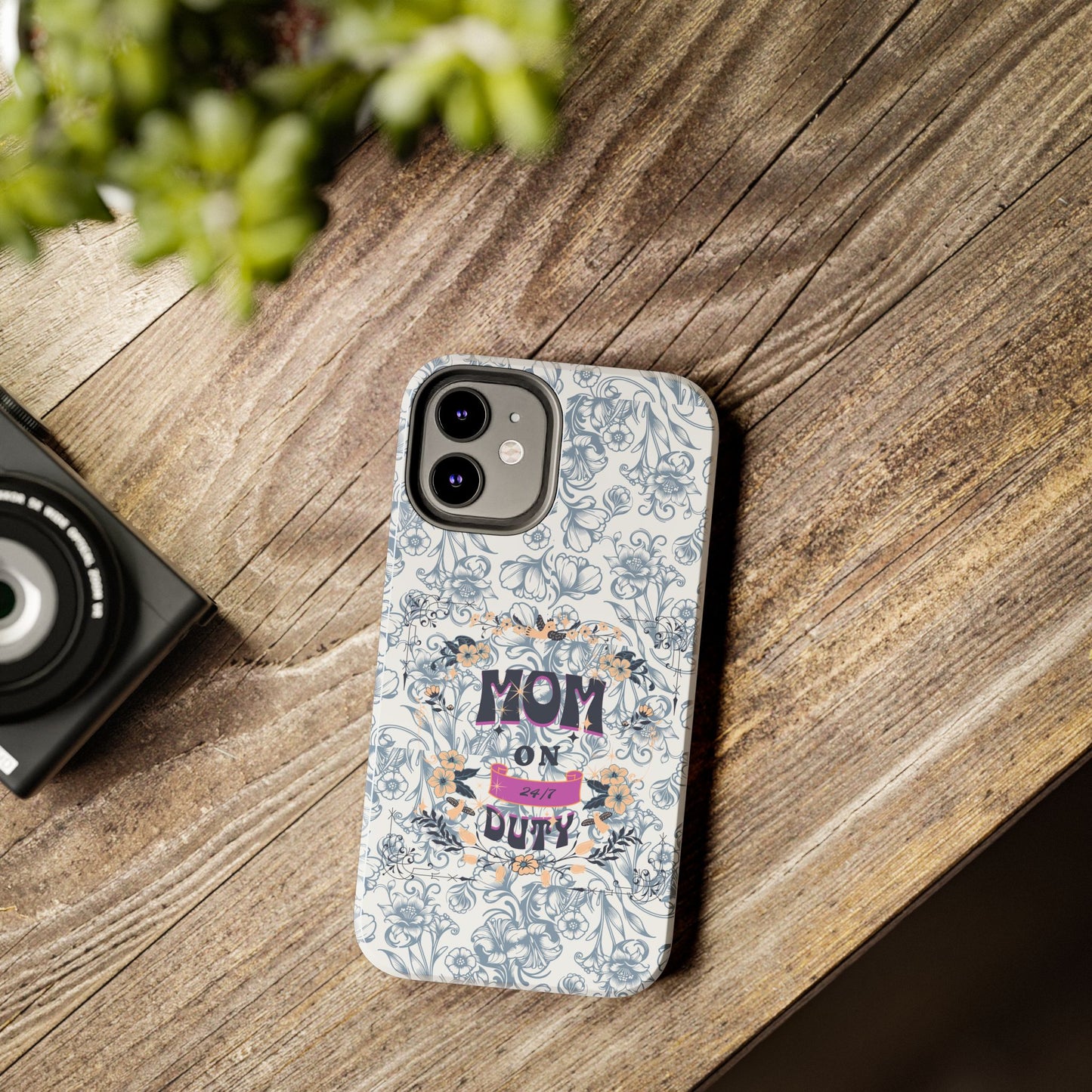 Mom on Duty Floral Tough Phone Case — Protective Mother's Day Gift