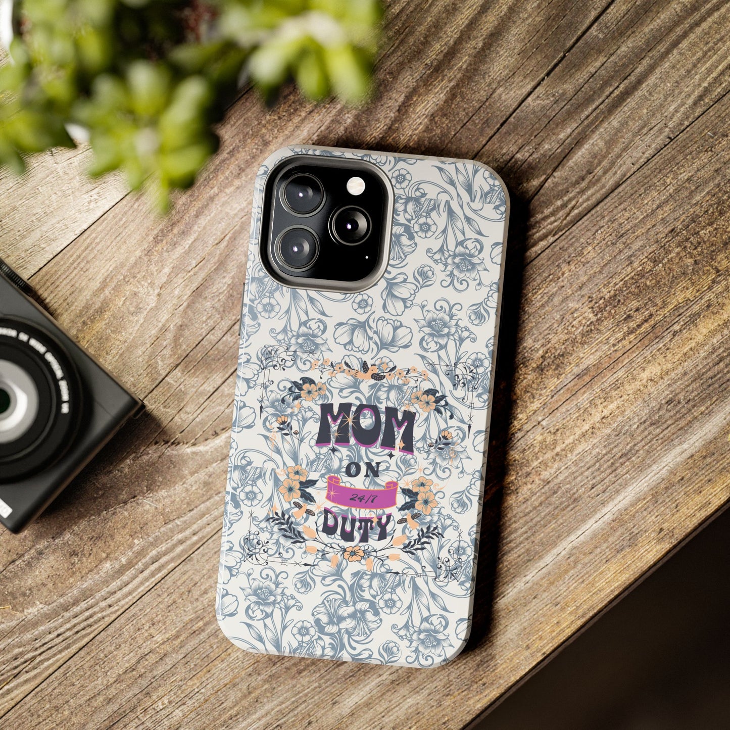 Mom on Duty Floral Tough Phone Case — Protective Mother's Day Gift