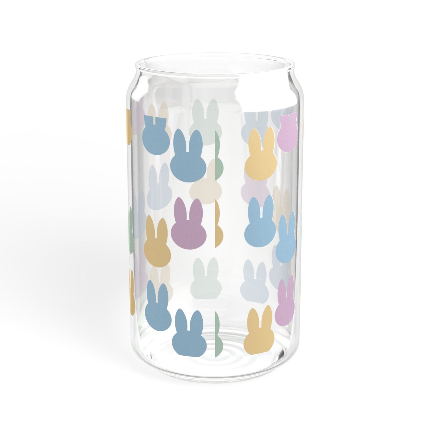 Bunny Pattern Sipper Glass — 16oz Reusable Straw Tumbler