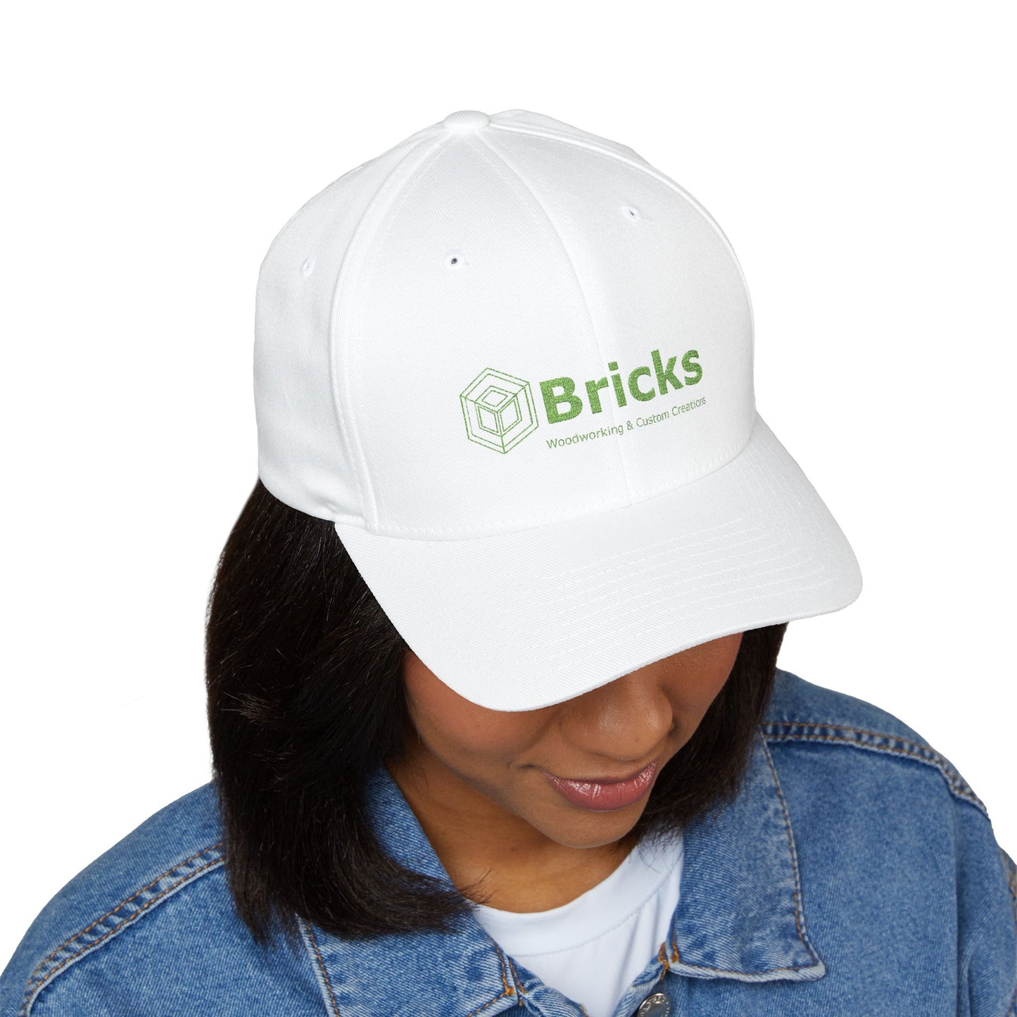 Embroidered Bricks Logo Cap — Structured Closed-Back Hat with Back Flag Accent