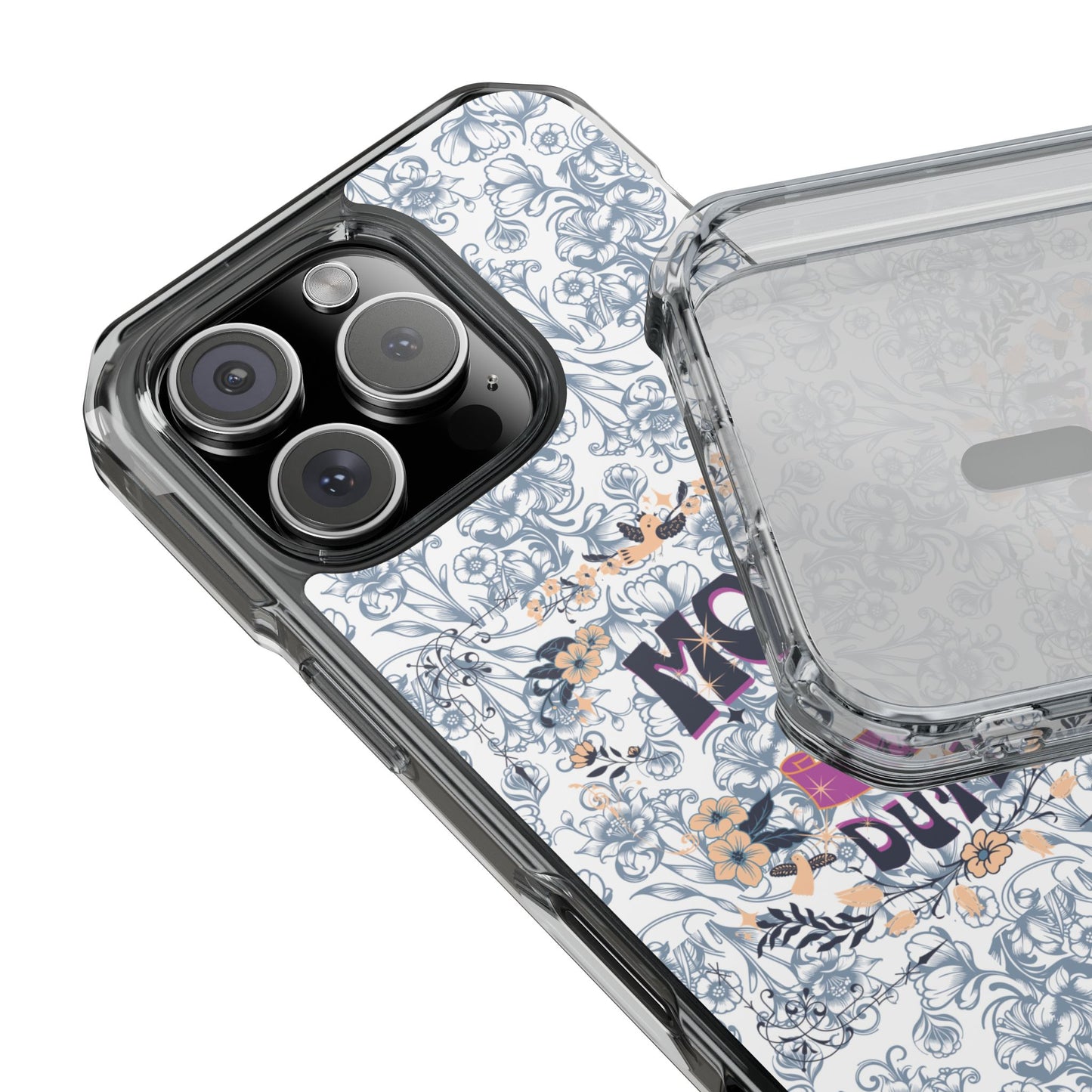 Magnetic IPhone Case — “Mom On Duty” Floral Design