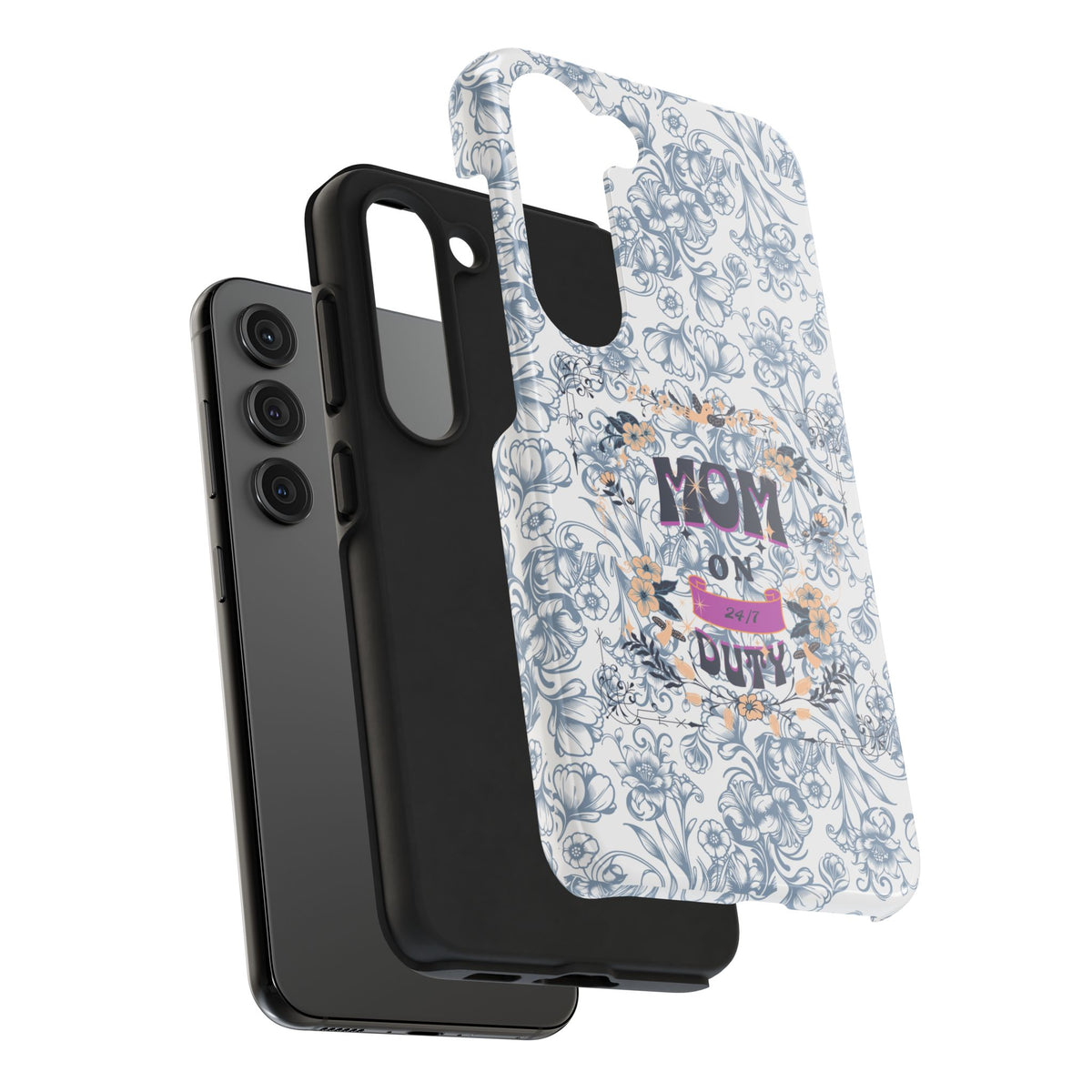 Mom on Duty Floral Tough Phone Case — Protective Mother's Day Gift