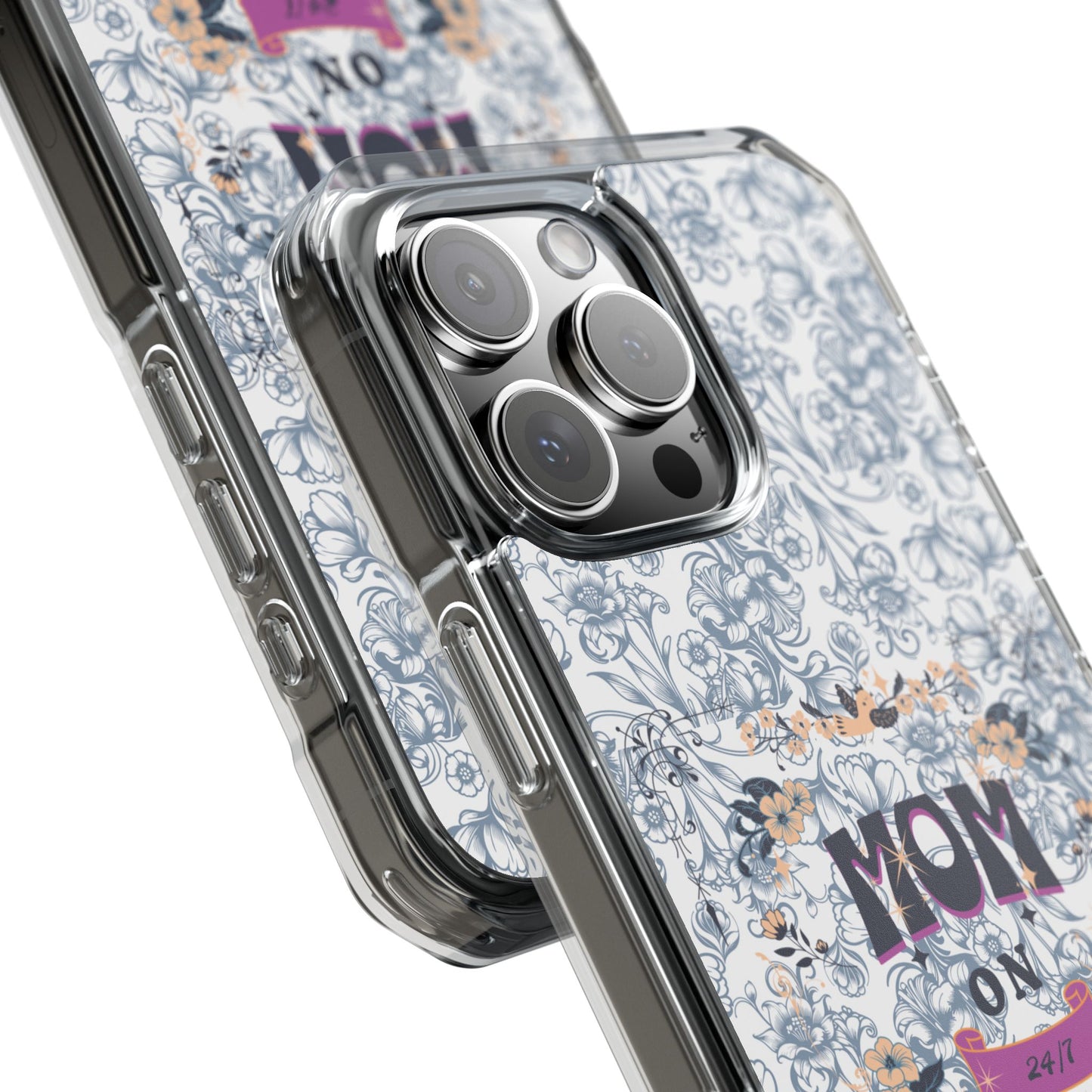 Magnetic IPhone Case — “Mom On Duty” Floral Design