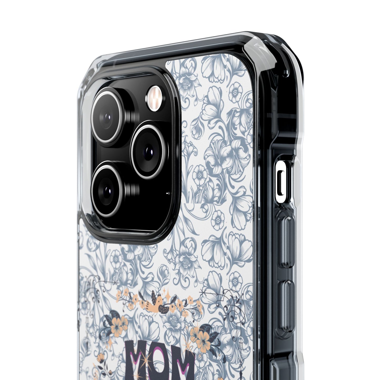 Magnetic IPhone Case — “Mom On Duty” Floral Design