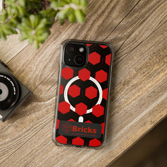 Clear Magnetic IPhone Case — Red Hexagon Bricks Pattern