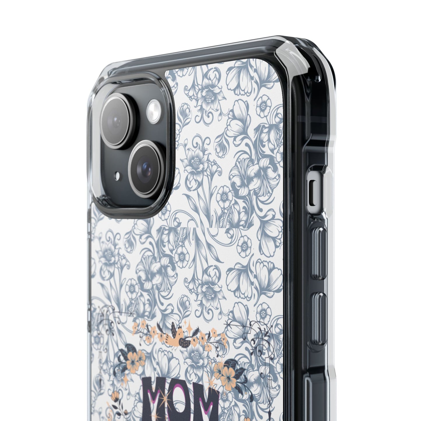 Magnetic IPhone Case — “Mom On Duty” Floral Design