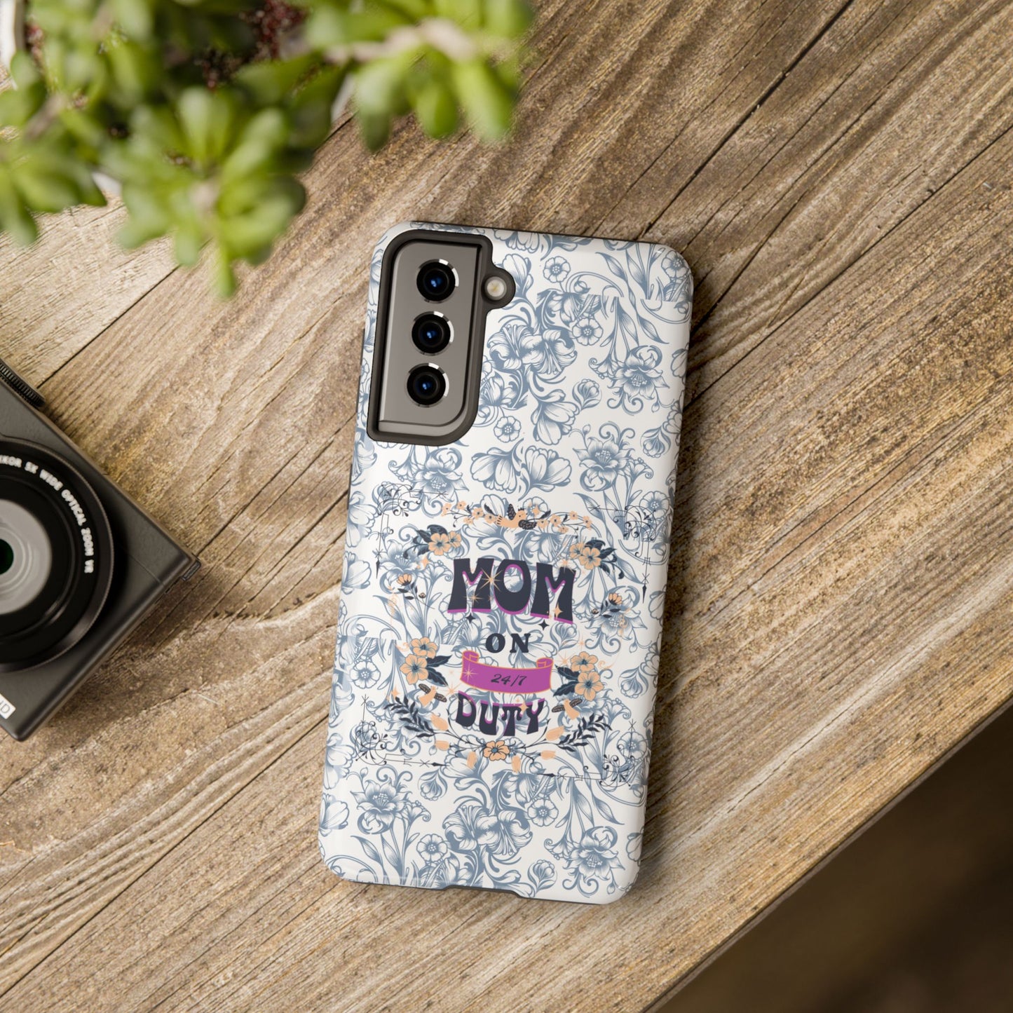 Mom on Duty Floral Tough Phone Case — Protective Mother's Day Gift